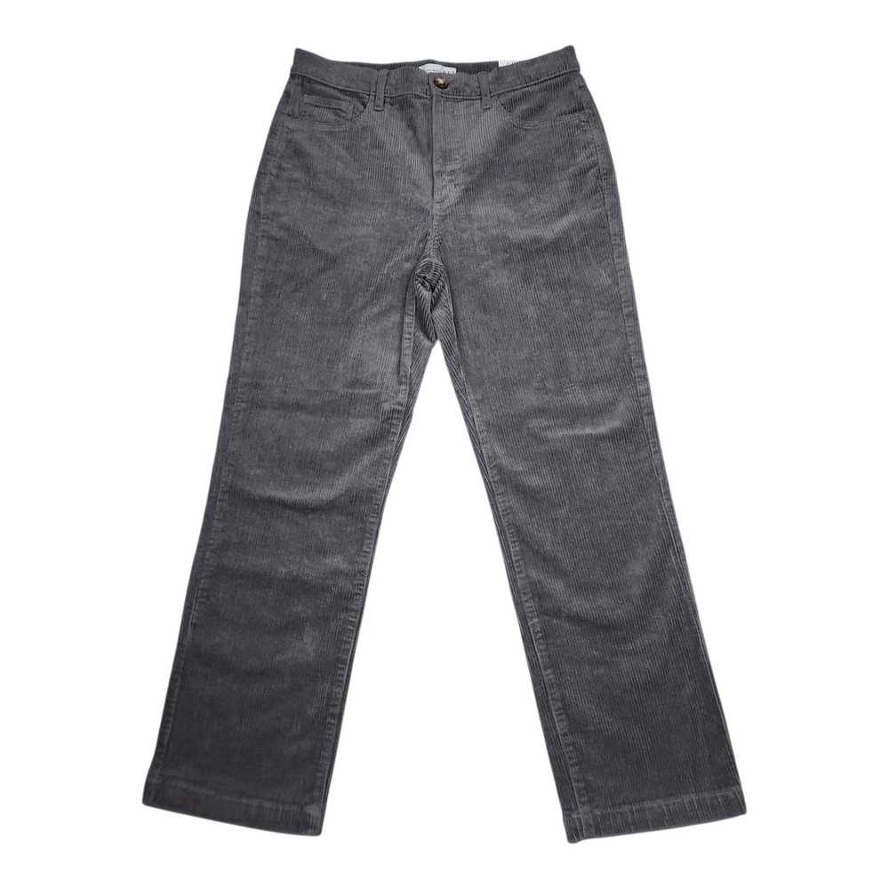 NEW Loft Straight Leg Corduroy Pants 29 / 8 Gray High Rise Neutral Academia